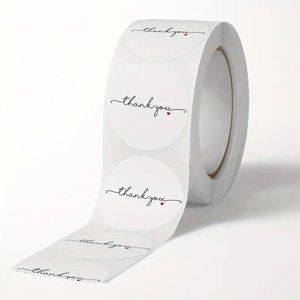 NEW 500 Stickers/roll Round Thank You Stickers Packaging Tags - White